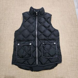 Woolrich Women's Quilted Puffer Vest Duck Down Fill Black Mock Neck Pockets‎ M